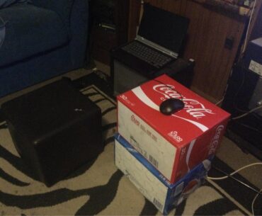 The laptop is a hand me down from my brother and front started coming off, and yes those are soda boxes