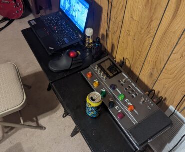 In a sober living house, so here comes the TV tray "studio"