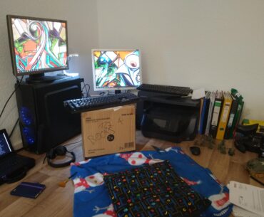 My setup when I first moved in (ex took the furniture). Have come a long way since then...