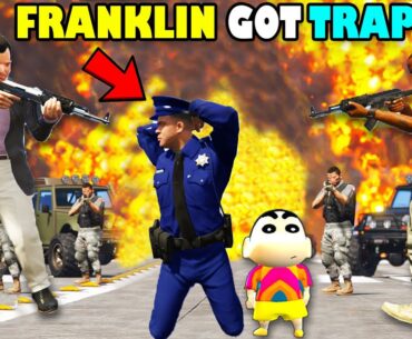FRANKLIN POLICE TRAPPED By MICHAEL'S ARMY in GTA 5 | SHINCHAN and CHOP