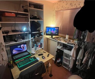 Here’s my battlestation since I got evicted from the basement.