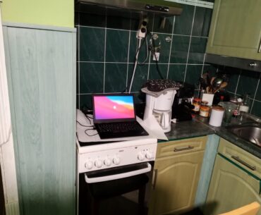 My boyfriend was asleep and I didn't want to keep him up with me being up at night, laptop won't have a battery for a couple of weeks either and that was the only socket in the kitchen