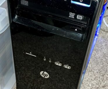 HP Pro office tower from 2014. You can see the power from the blue fan.