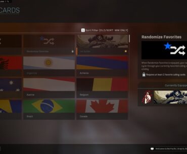 Calling Cards Only Showing Modern Warfare Only Calling Cards?