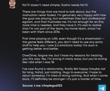 S1mple gives an update about his life and pro future