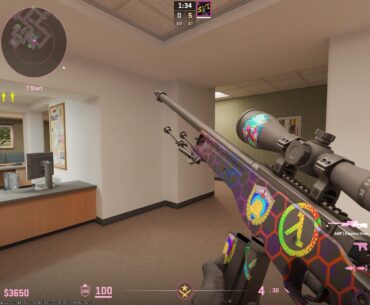 Never noticed this before. Stickers are applied on the AWP magazine as well.