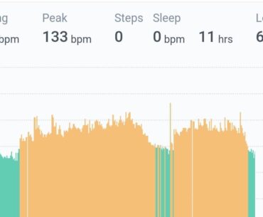 My heart rate during a CS 2 game, averaging 110 with a break in between.