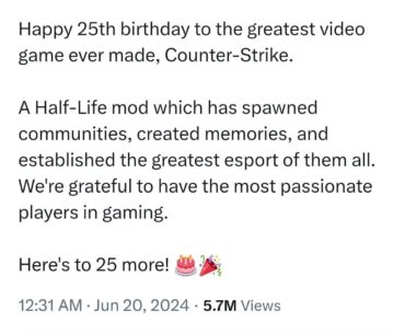 If anyone hoping for something big in CS2's first year anniversary. I remind you in the 25th Counter strike anniversary the max we got a was a post.