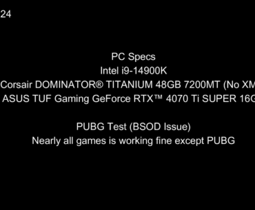 Has been 3 years, I installed PUBG back on fresh install OS and keep getting BSOD. I did try follow some guide but still receiving BSOD randomly. All games do not have this problem except PUBG