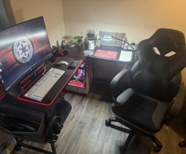 Not as impressive as some but this is my hybrid warhammer painting/gaming desk